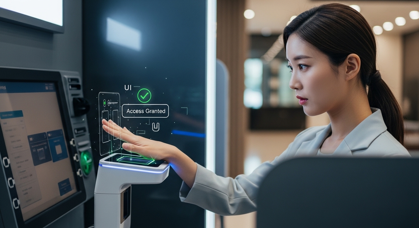 a hand vein recognition system at an ATM in a sleek