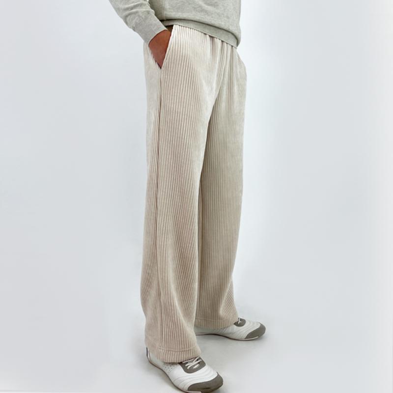 남자 골덴 와이드 팬츠 기모 코듀로이 밴딩 통 허벅돼 통큰 통넓은 플리츠 골지 바지