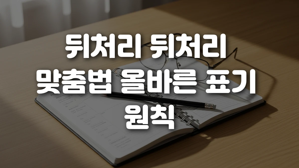 뒤처리 뒤처리 맞춤법 올바른 표기 원칙