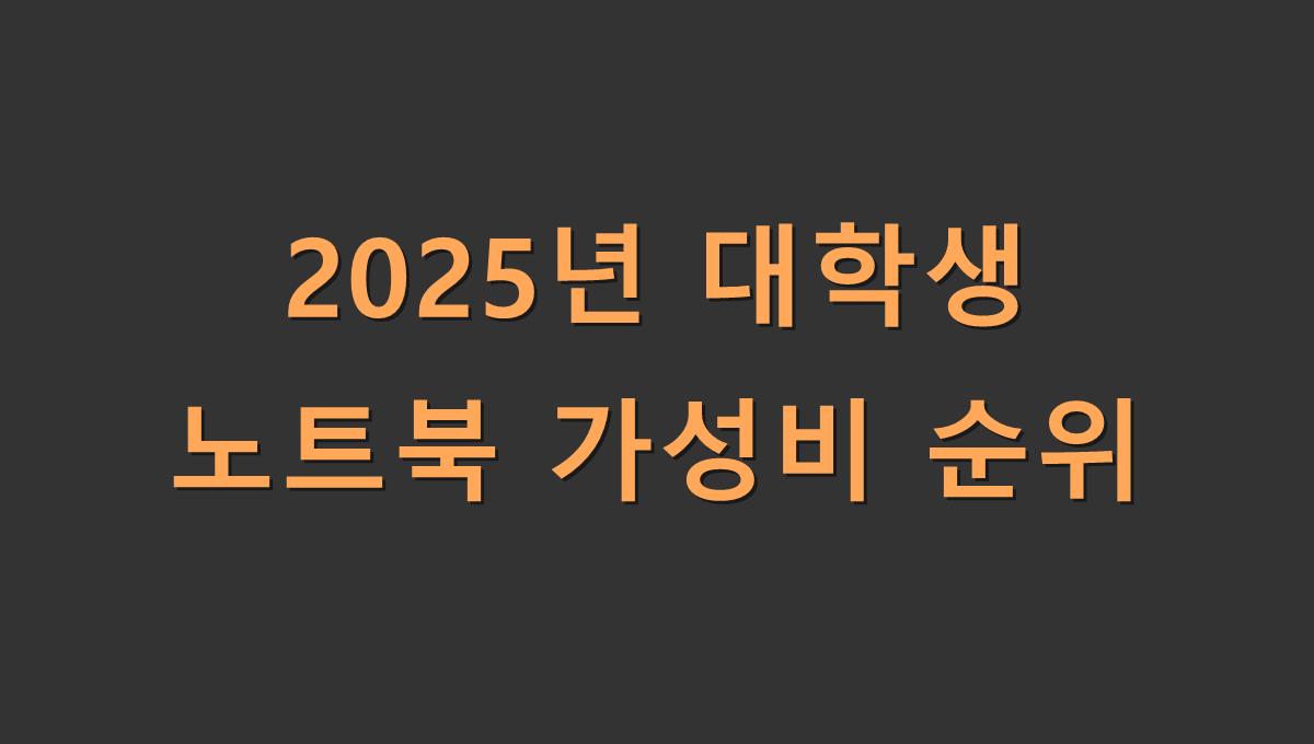 2025년 대학생 노트북 가성비 순위