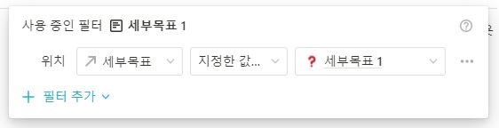 세부목표 테이블에 적용된 필터