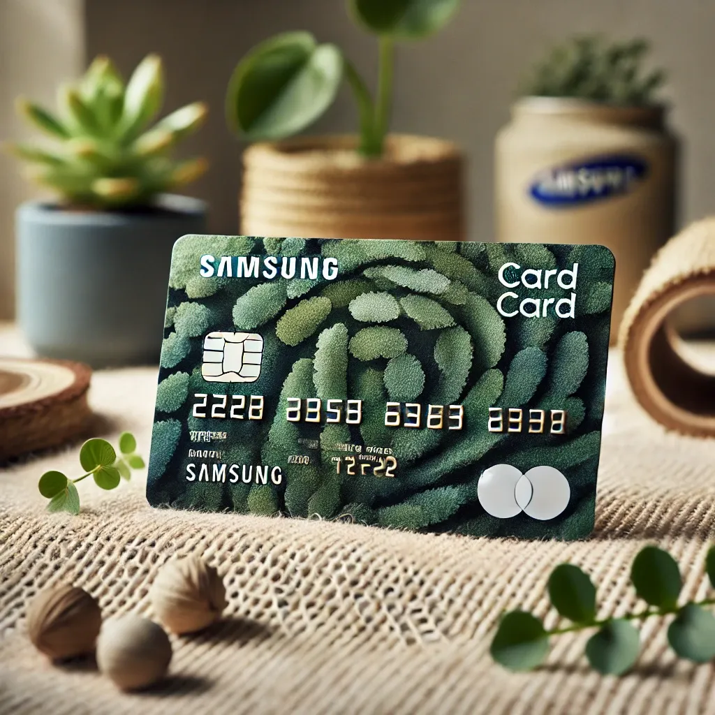 자연 섬유 위에 놓인 바이오 소재 삼성카드