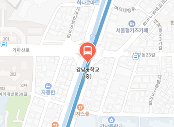 강남중학교에서 인천공항 리무진 공항버스(6019번) 지도 위치
