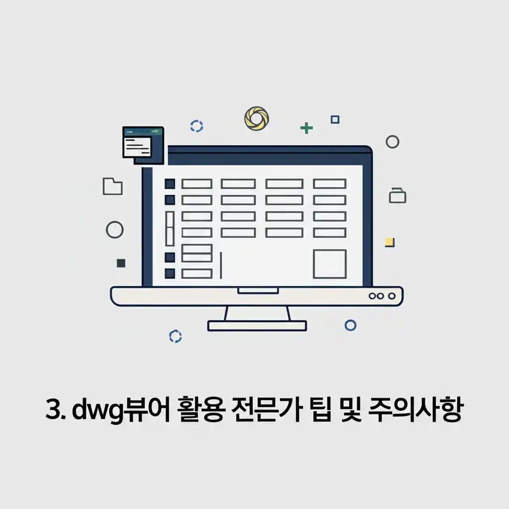 3. dwg뷰어 활용 전문가 팁 및 주의사항 섹션에서 효율적인 사용법을 보여주는 화면