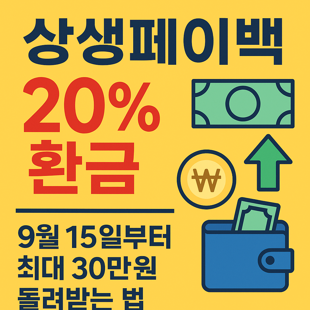 “상생페이백 20% 환급 — 9월 15일부터 최대 30만 원 돌려받는 법”