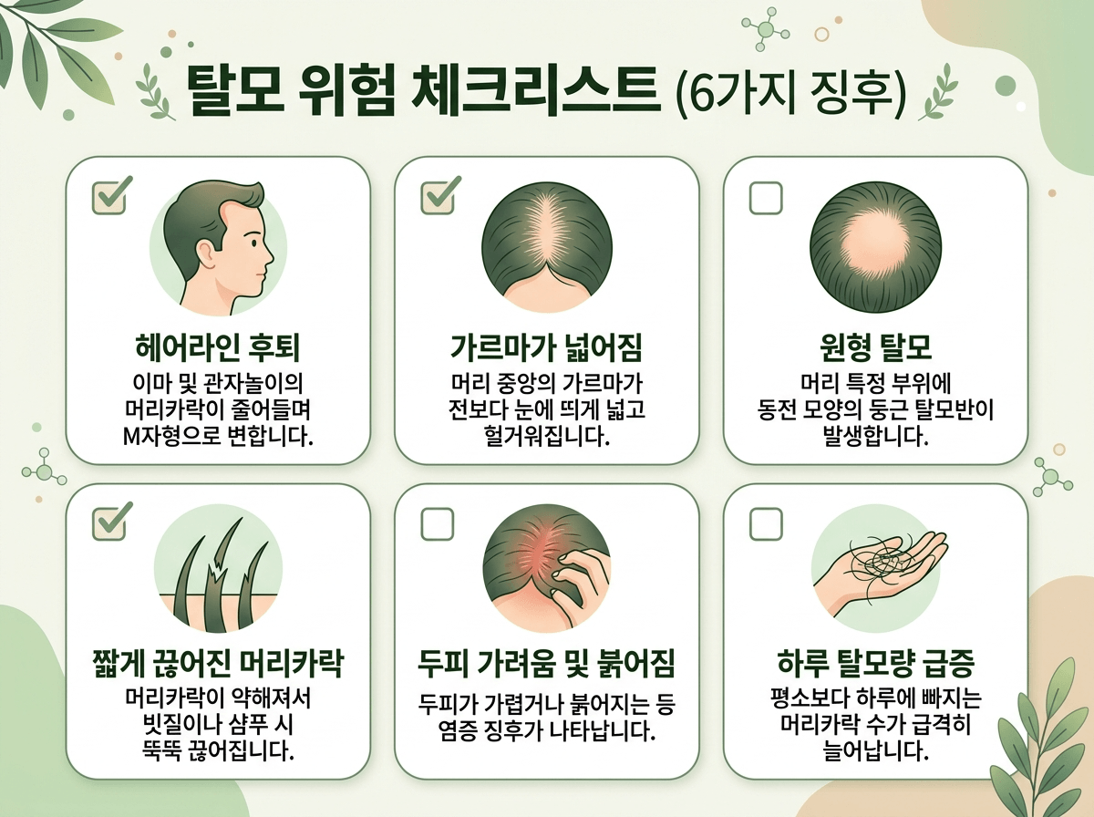 탈모 위험 신호 체크리스트 일러스트