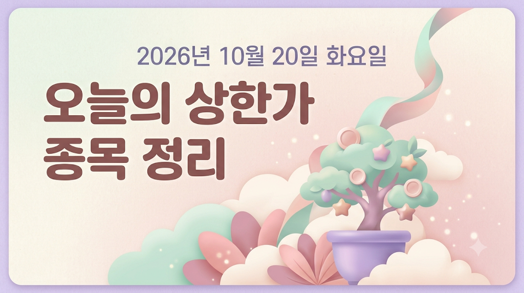 2026년 10월 20일 상한가 종목 정리하기 오늘의 상한가 썸네일 이미지