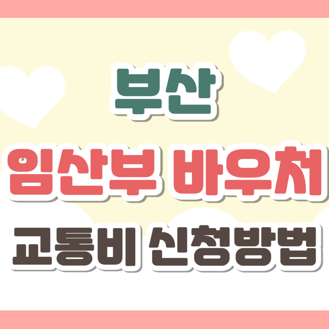 부산 임산부 바우처로 교통비 10만원 절약하는 방법