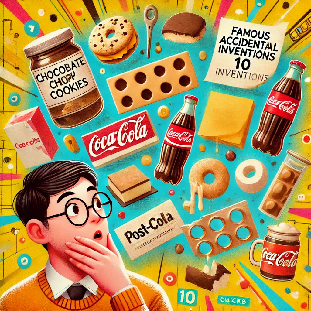 "실수로 대박난 사건 10가지 &ndash; 초콜릿 칩 쿠키, 포스트잇, 코카콜라, 페니실린 등 실수로 탄생한 혁신적인 발명품을 바라보는 놀란 사람"