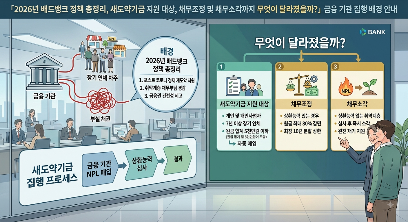 2026년 배드뱅크 정책 총정리, 새도약기금 지원 대상, 채무조정 및 채무소각까지 무엇이 달라졌을까?