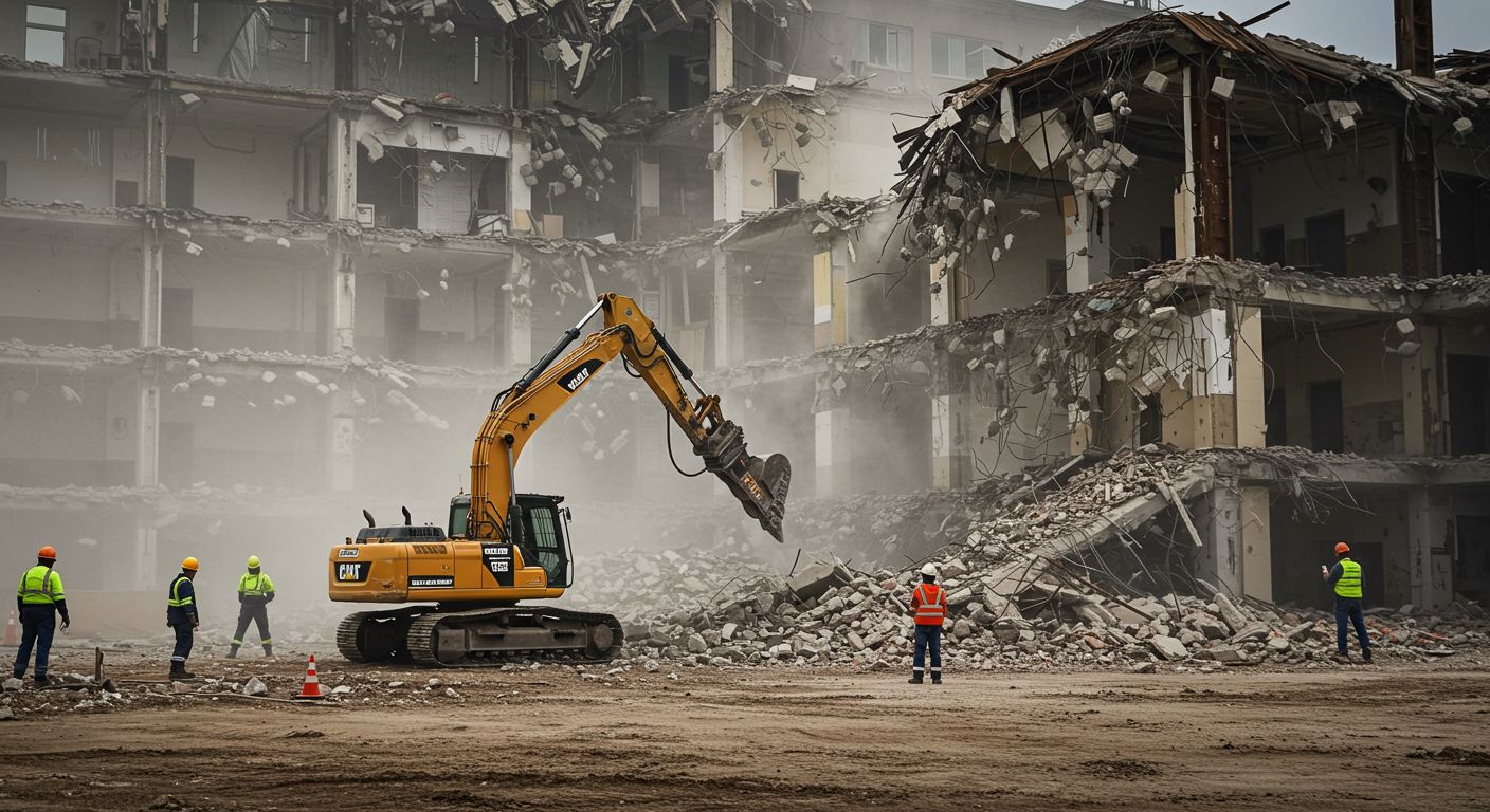 건물 철거하는 현장 사진