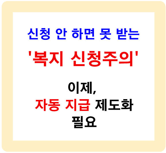 신청 안 하면 못 받는 '복지 신청주의', 이제 자동 지급 제도화 필요