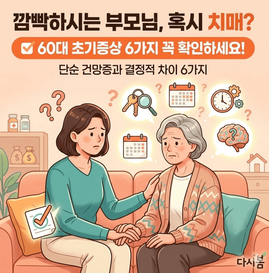 60대 엄마 단순 건망증 vs 초기 치매 확실한 구별법