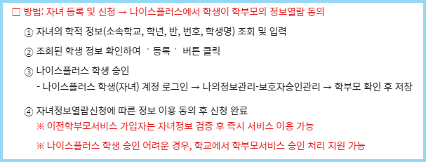 나이스-학부모서비스-자녀등록-초중고