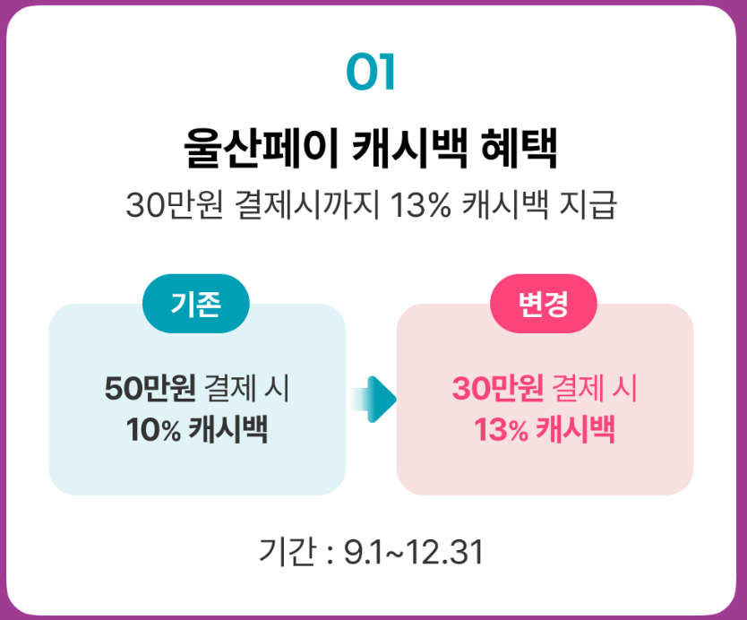 울산페이 월 30만원까지 13% 캐시백