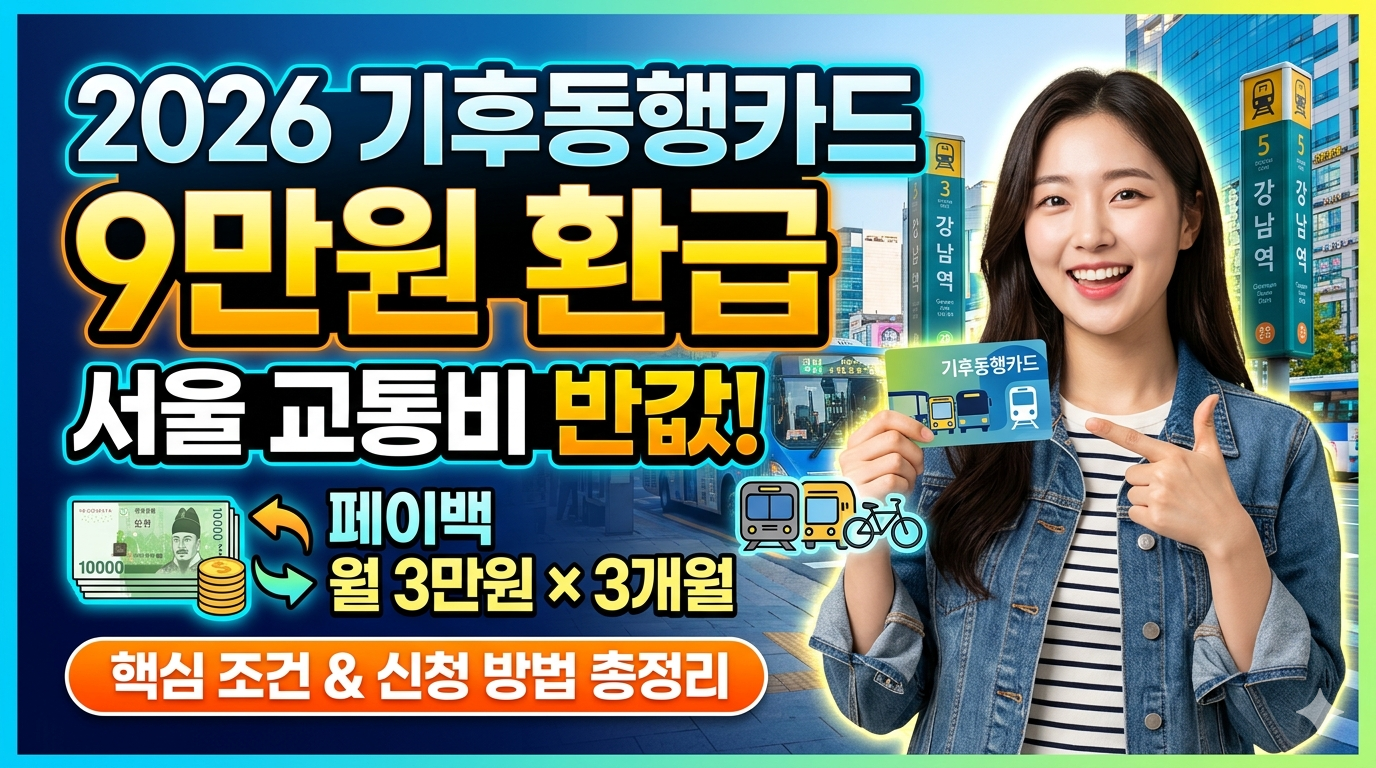 기후동행카드 3만원 페이백, 놓치면 손해! 2026년 환급 조건 및 신청 방법 완벽 분석