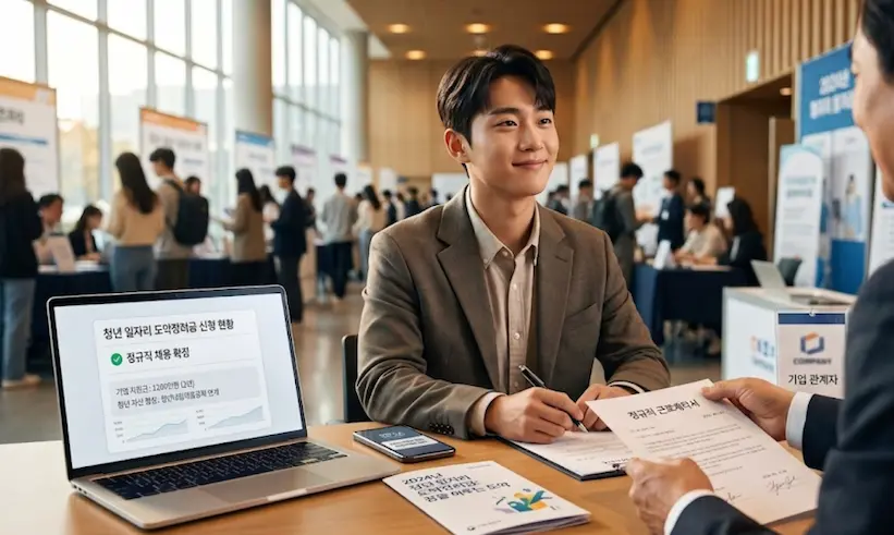 청년일자리 도약 장려금 지원받은 일자리 박람회 구직중인 청년 이미지