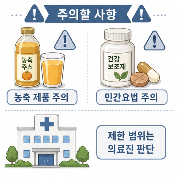 간경화 건강보조식품 주의 안내