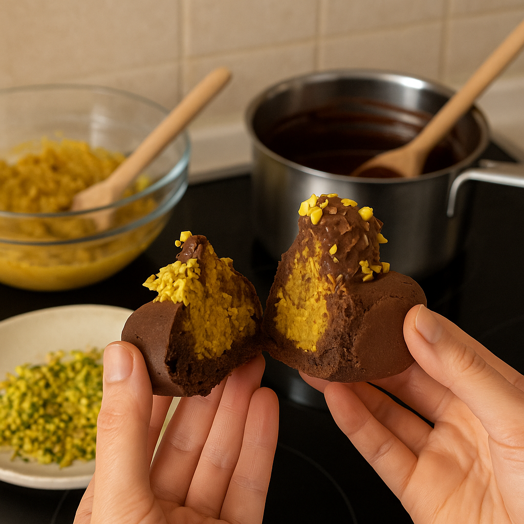 2025 디저트 트렌드인 두바이초콜렛을 집에서 만드는 사진