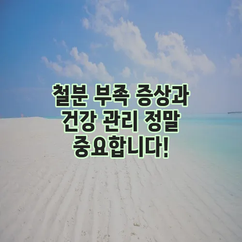 철분 부족 증상과 건강 관리 정말 중요합니다!