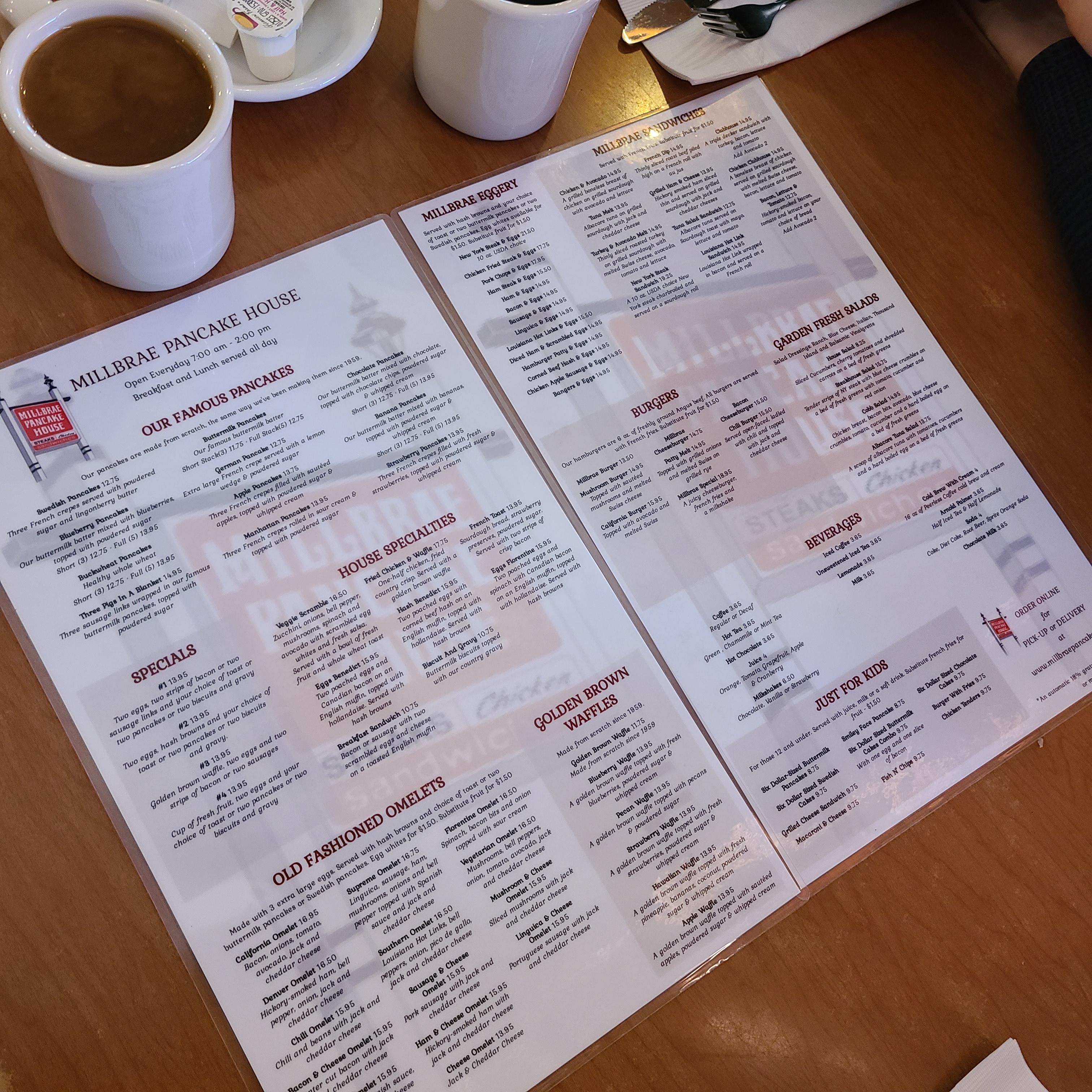 밀브레 팬케이크 하우스 (Millbrae Pancake House) 메뉴