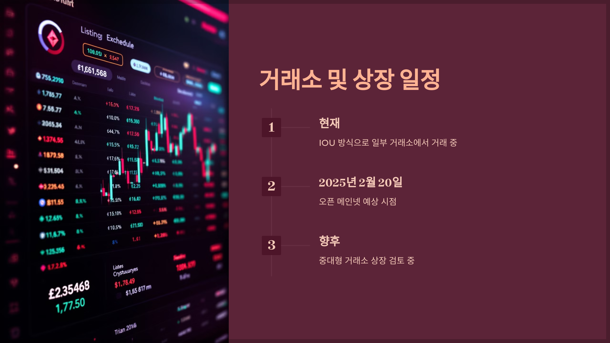 거래소 및 상장 일정