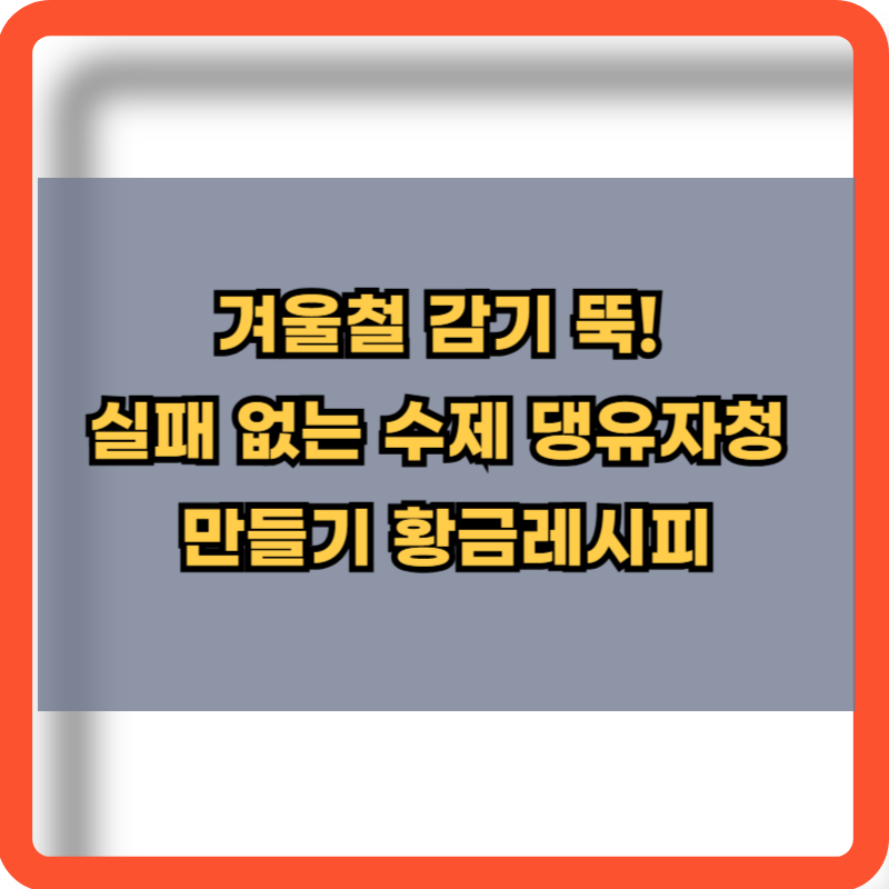 수제 댕유자청 만들기 황금레시피 정보