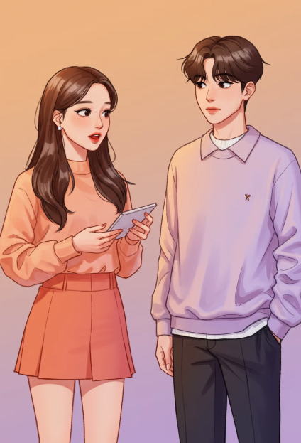 여성이 남성에게 출산장려금과 다자녀 가정 추가혜택 설명하는 사진