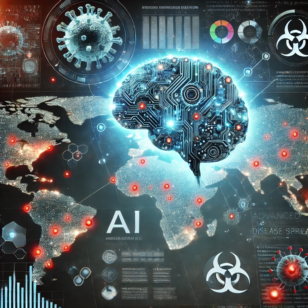 AI가 감염병 확산을 분석하는 모습