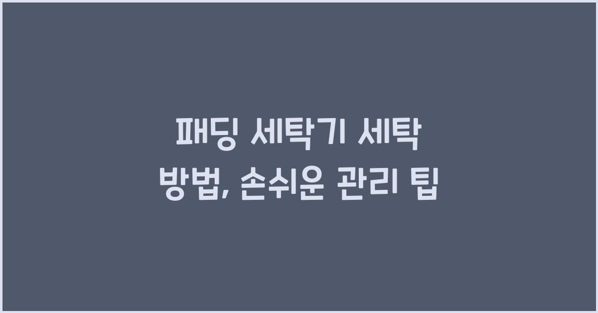 패딩 세탁기 세탁 방법