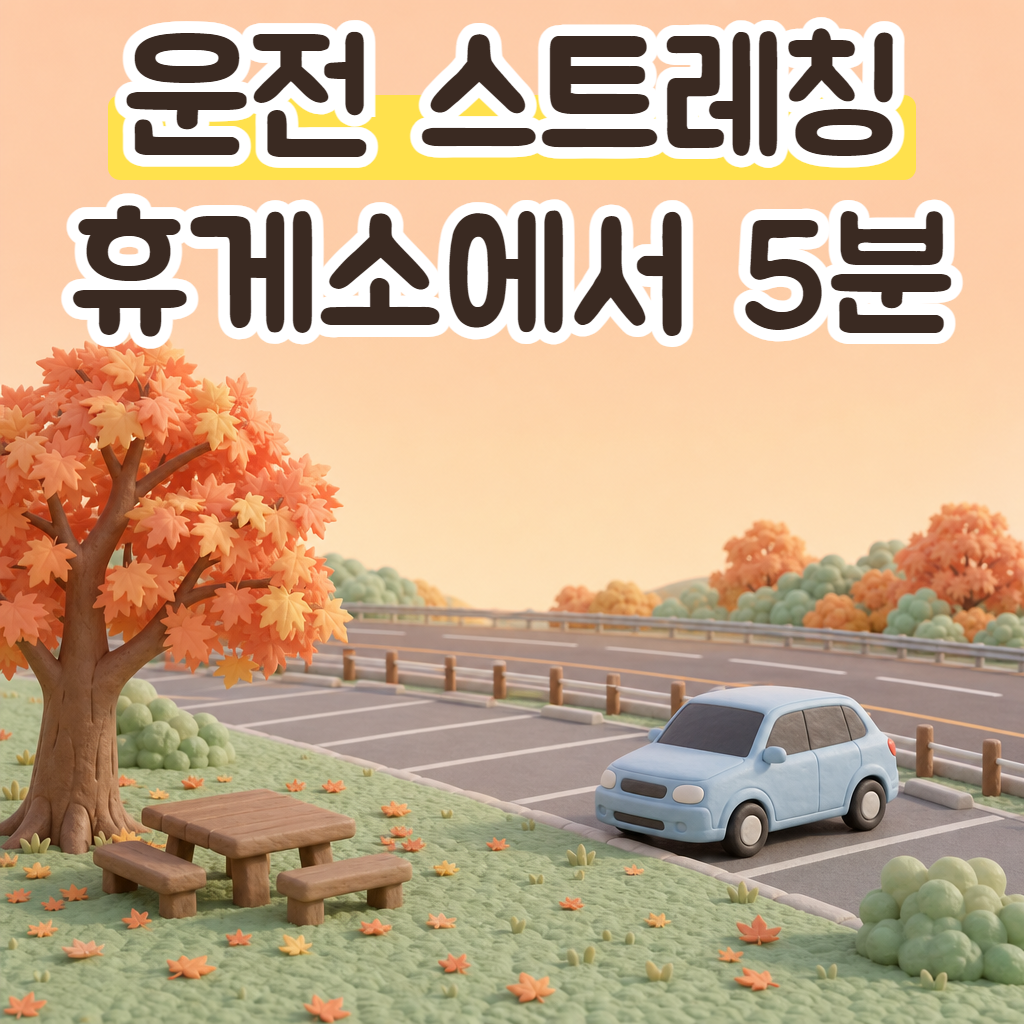 가을 고속도로 휴게소 주차장 옆 잔디밭