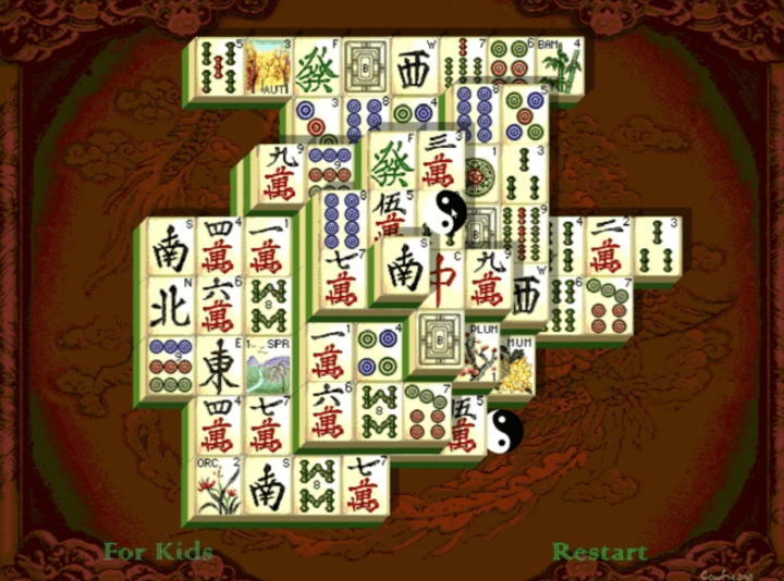 상하이-마작-플래시게임-플레이-같은-모양의-타일의-짝을-맞추는-화면