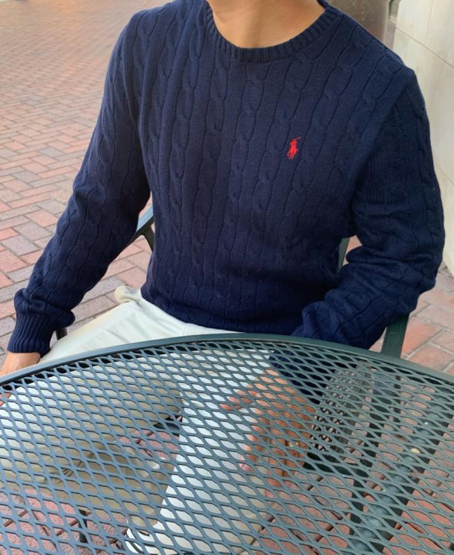 폴로 랄프로렌 남녀공용 라운드넥 꽈배기 니트