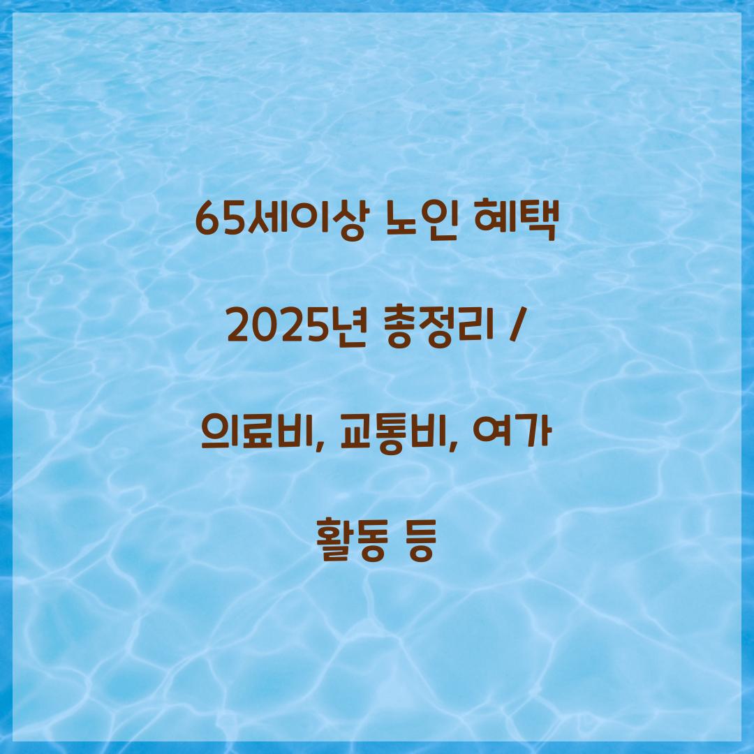 65세이상 노인 혜택