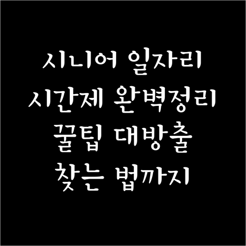 시니어 맞춤 시간제 일자리, 종류와 ..