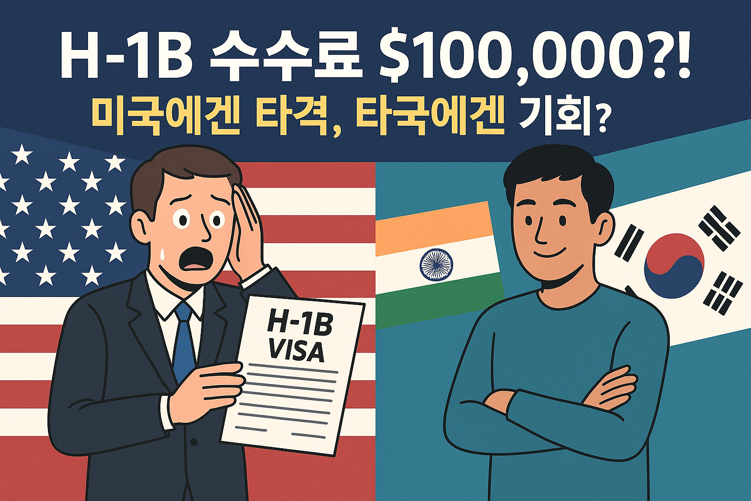 트럼프의 H-1B 비자 수수료 인상 썸네일 사진 관련.