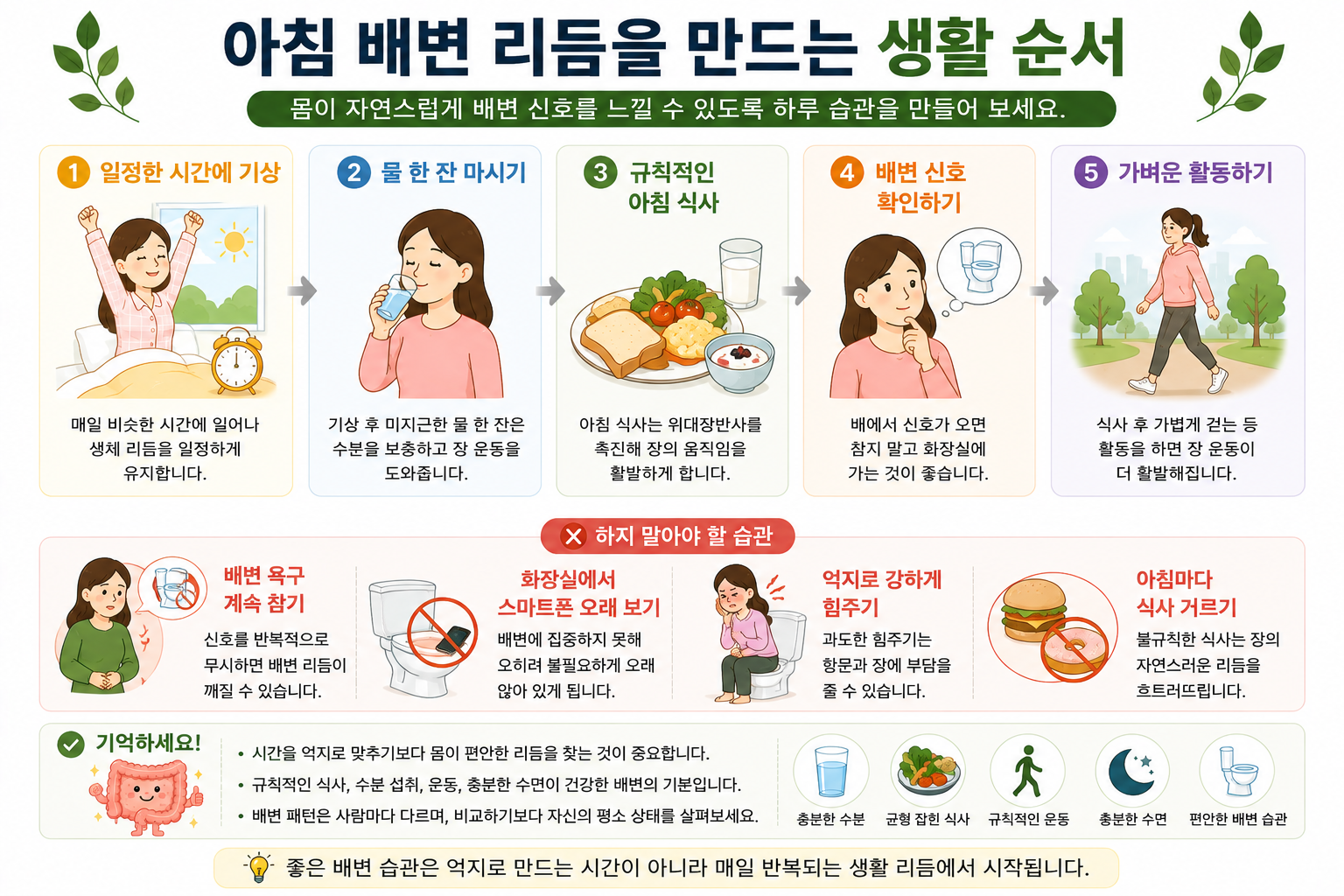 기상과 식사, 배변 신호 확인 및 피해야 할 힘주기 습관