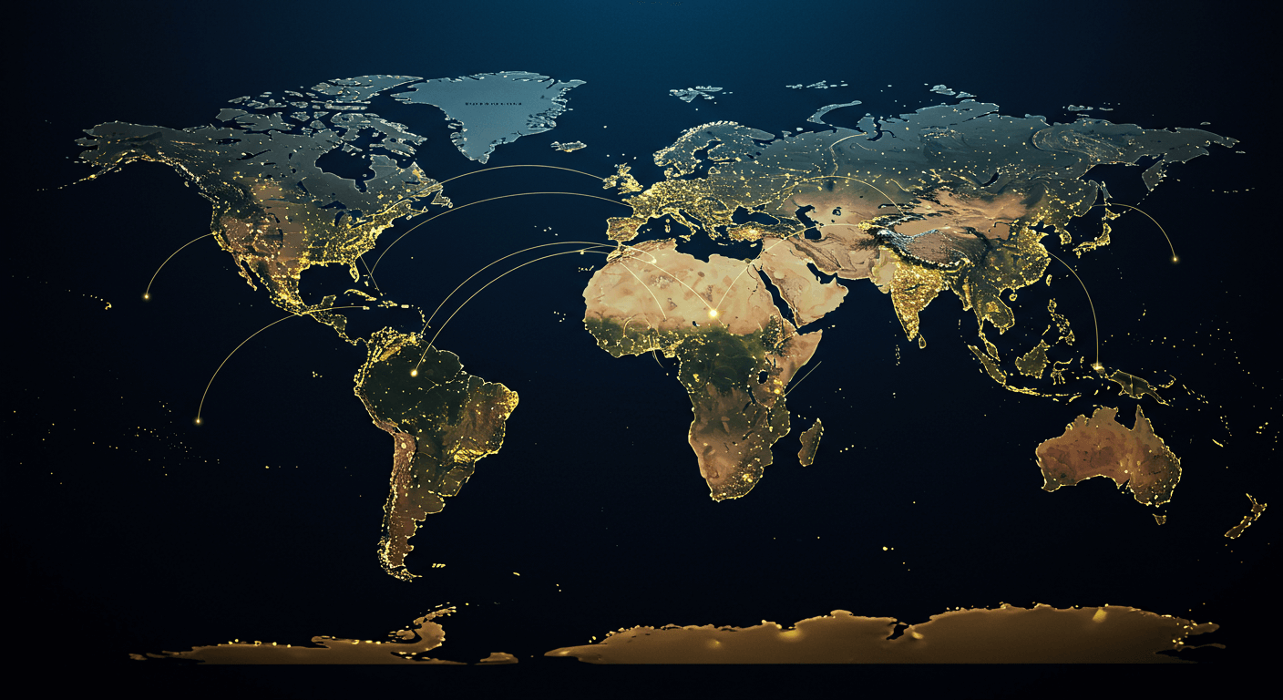 세계 지도 와 항공편 도식화