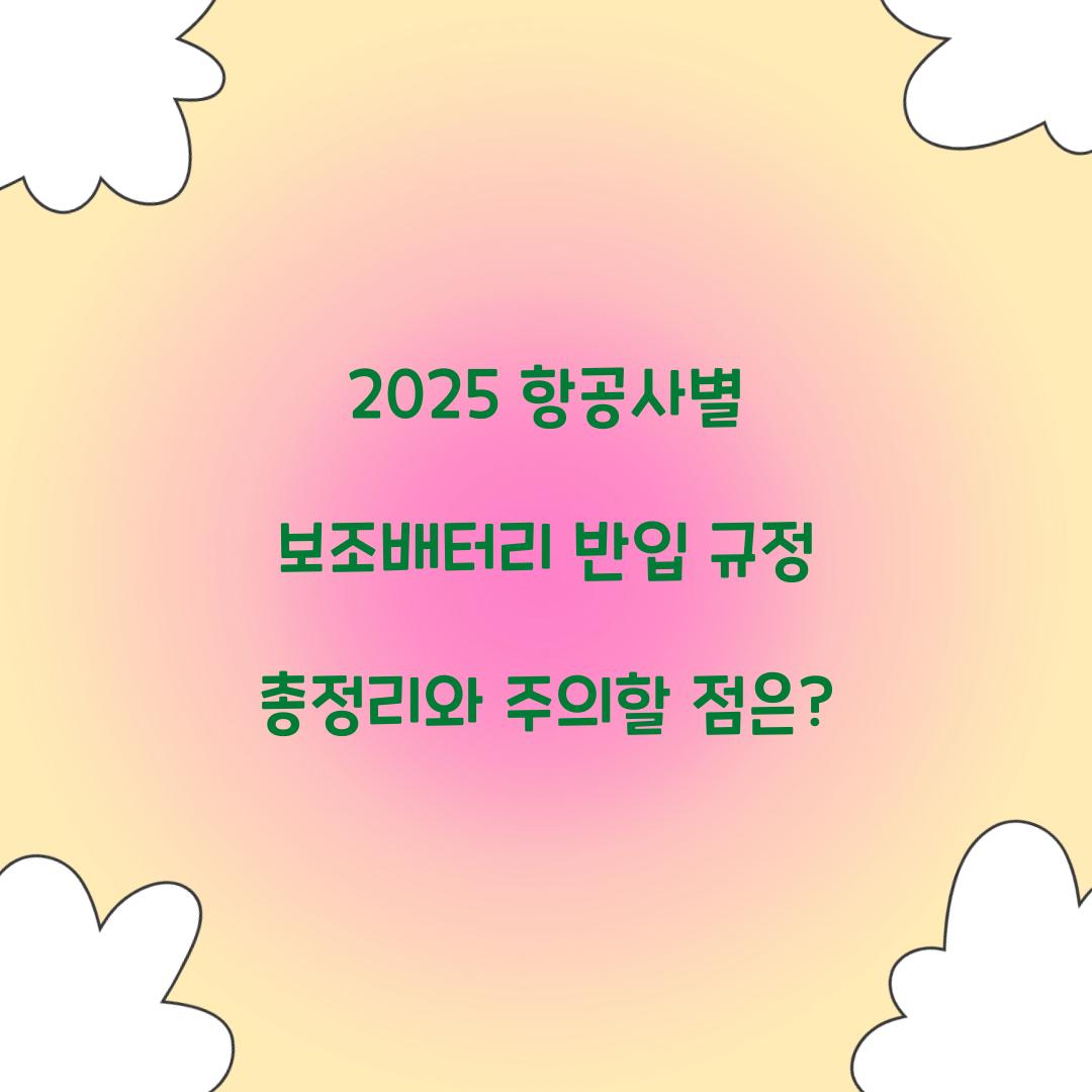 2025 항공사별 보조배터리 반입 규정 총정리