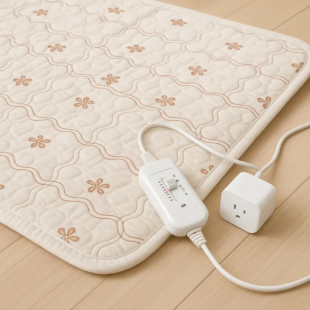 전기장판에 연결된 스마트플러그, 잠들기 전 자동 전원 차단 기능