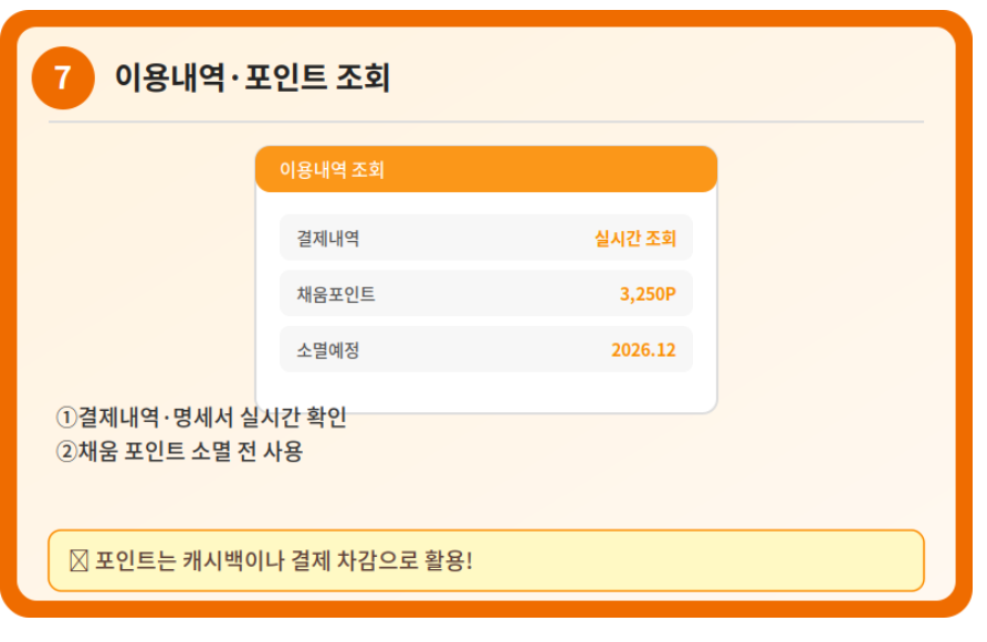 이용내역 및 포인트 조회하기