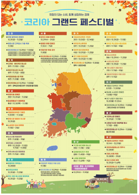 코리아 그랜드 페스티벌 주요 혜택, 지역별 행사 정보, 카드사 제휴 등 혜택 정리