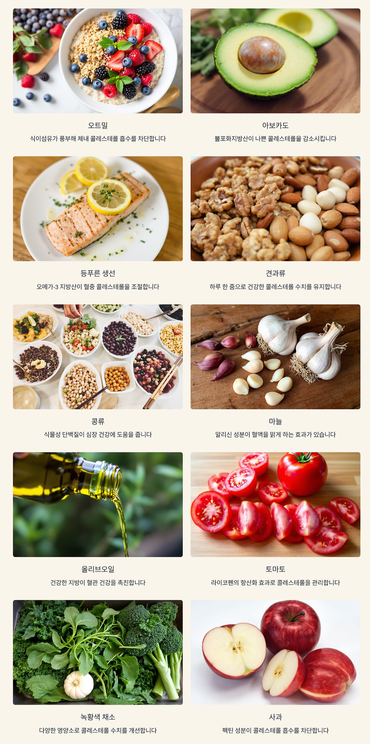 콜레스테롤 낮추는 음식