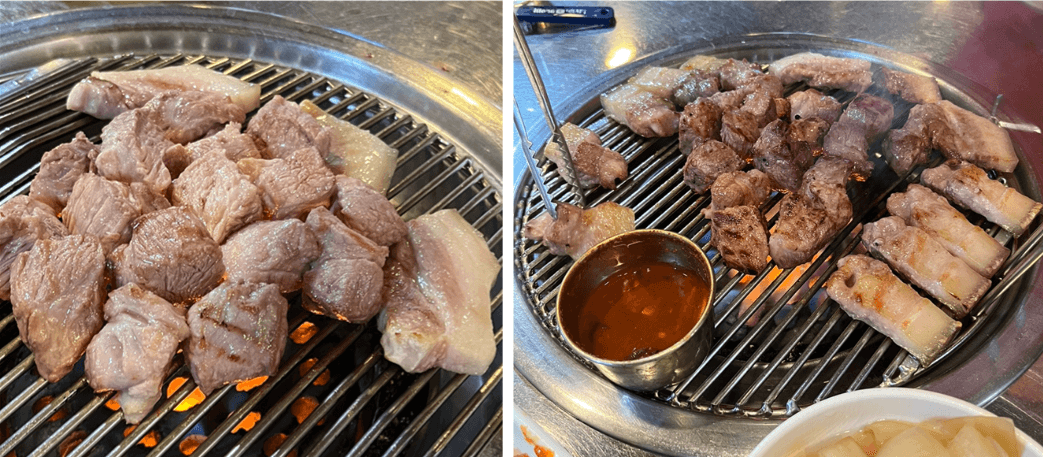 직접-직원이-구워주는-흑돼지-고기