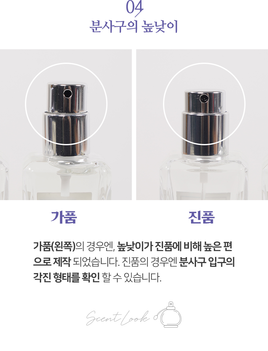 향수 분사구의 높낮이