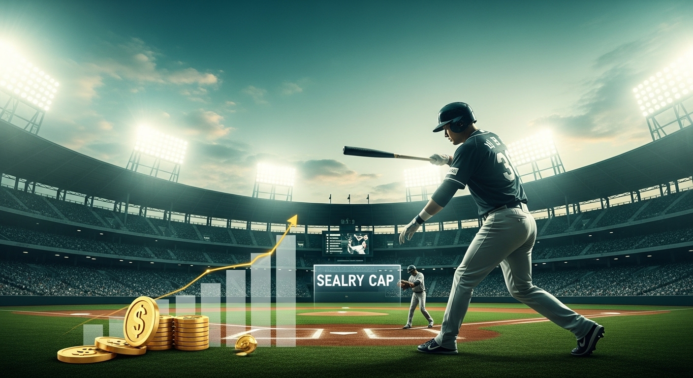 KBO FA 선수 몸값 폭등과 샐러리캡 제도의 복잡한 현실을 상징하는 야구 경기장의 역동적인 모습