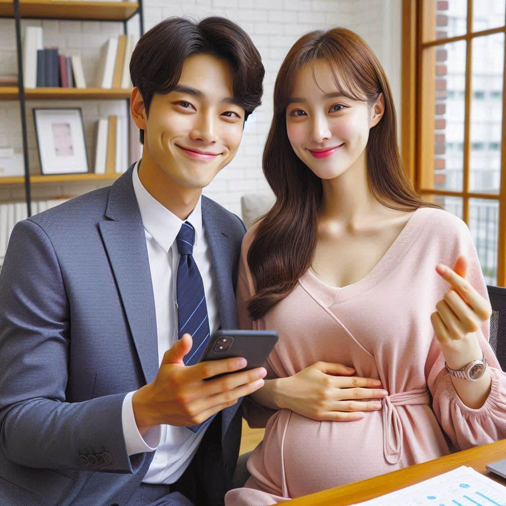 고용보험미적용자출산급여를받은프리랜서남녀가기뻐하고있다.