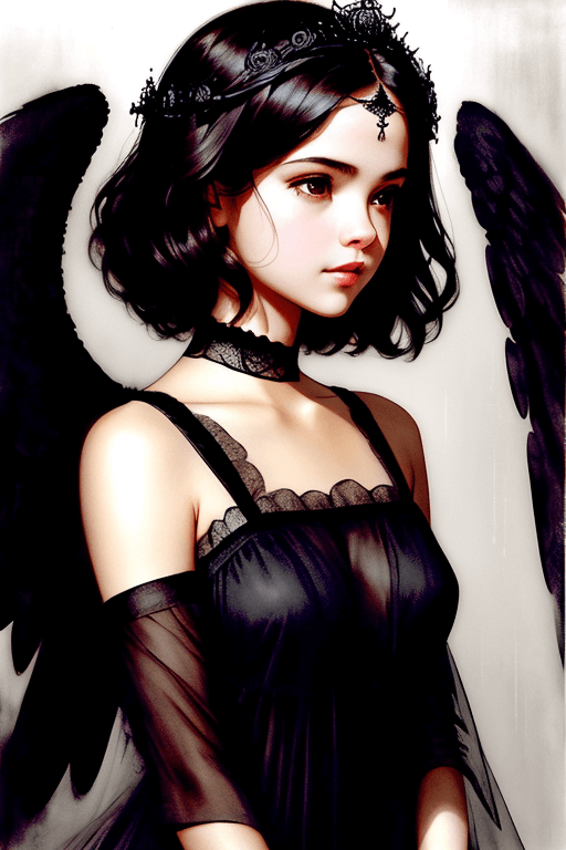 Playground AI로 생성한 그림(3) - 검정 드레스의 소녀