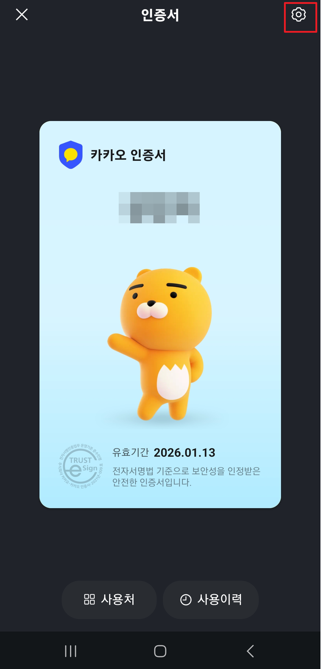 카카오 인증서 발급 방법