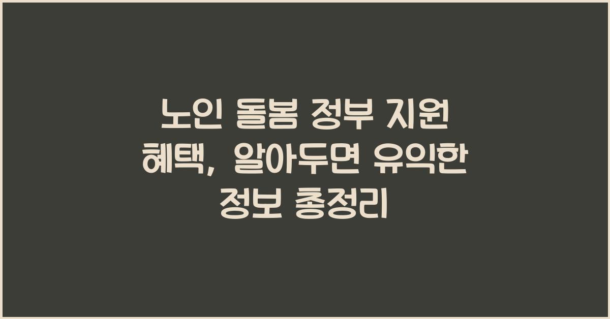 노인 돌봄 정부 지원 혜택  